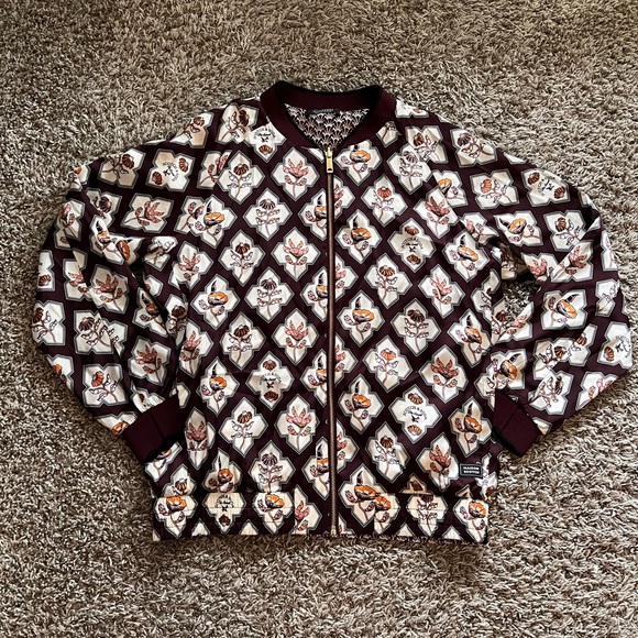 Scotch & Soda Other - Scotch & Soda Dark Burgundy Floral Bomber Jacket reversible.
